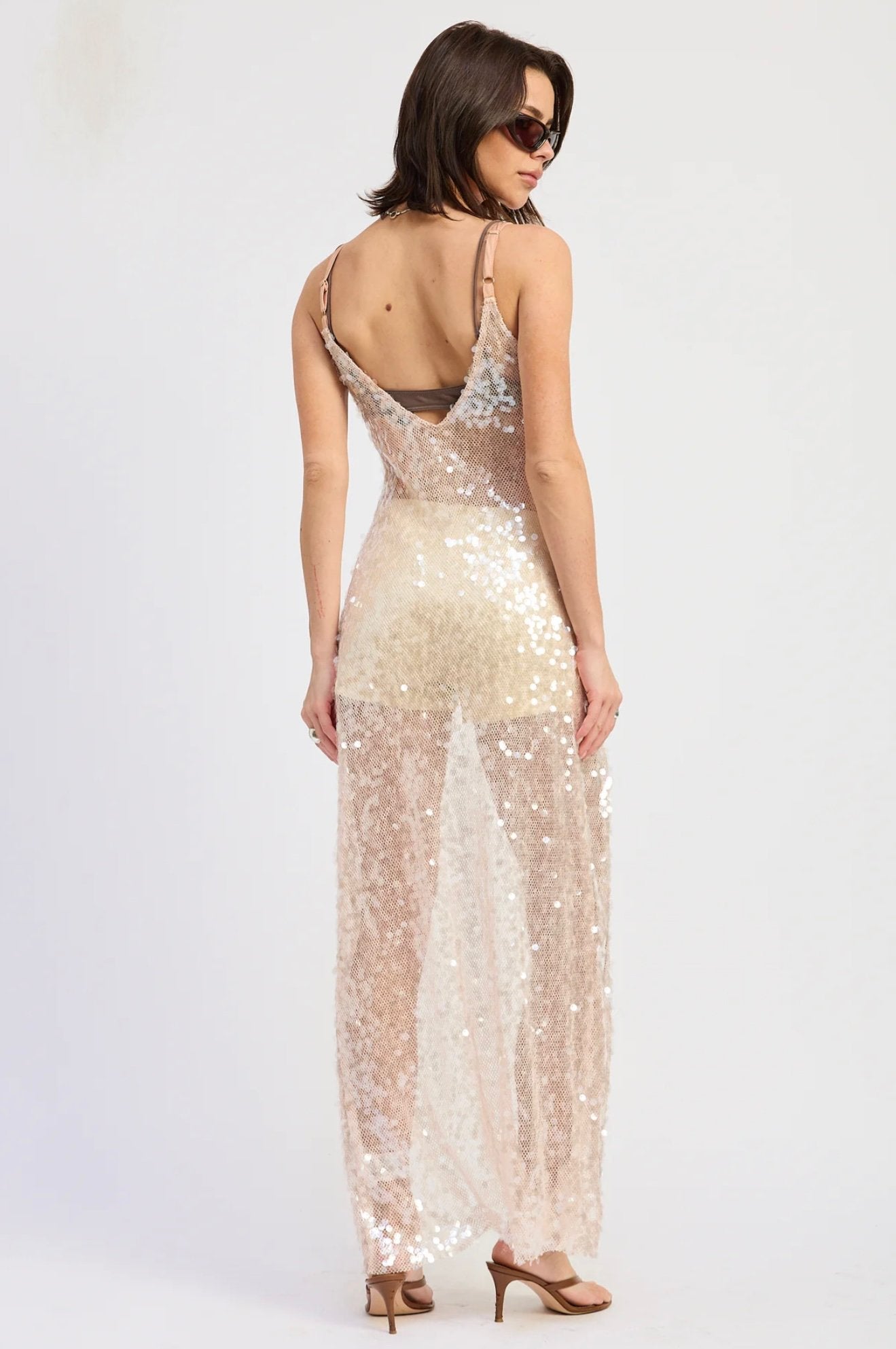 SOFIA - SEQUINED MAXI SPLIT HEM COVERUP