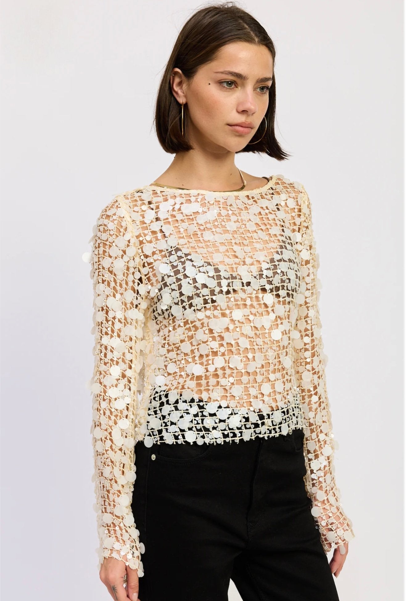 ZARA - Sequin Mesh Top