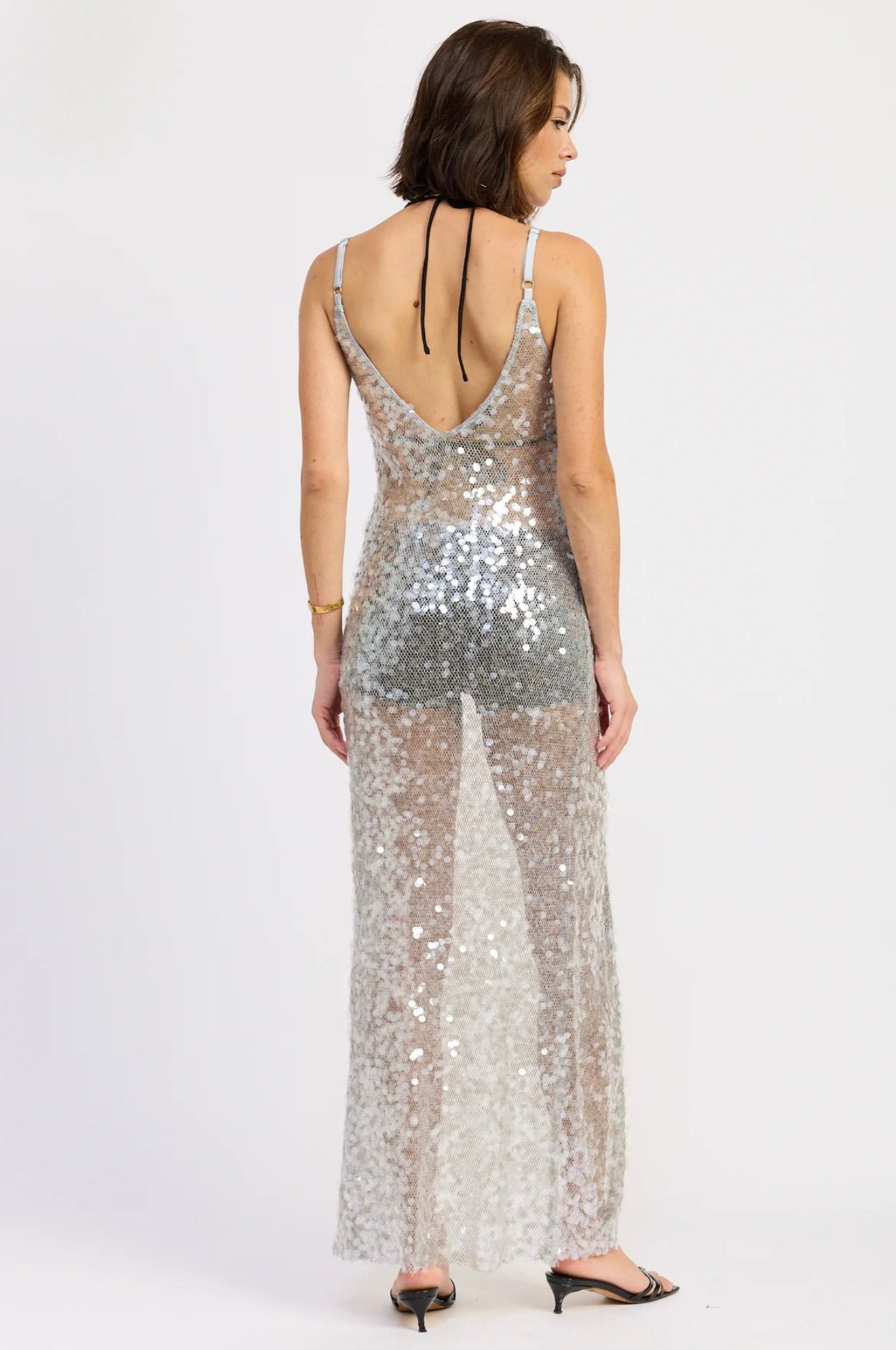 SOFIA - SEQUINED MAXI SPLIT HEM COVERUP