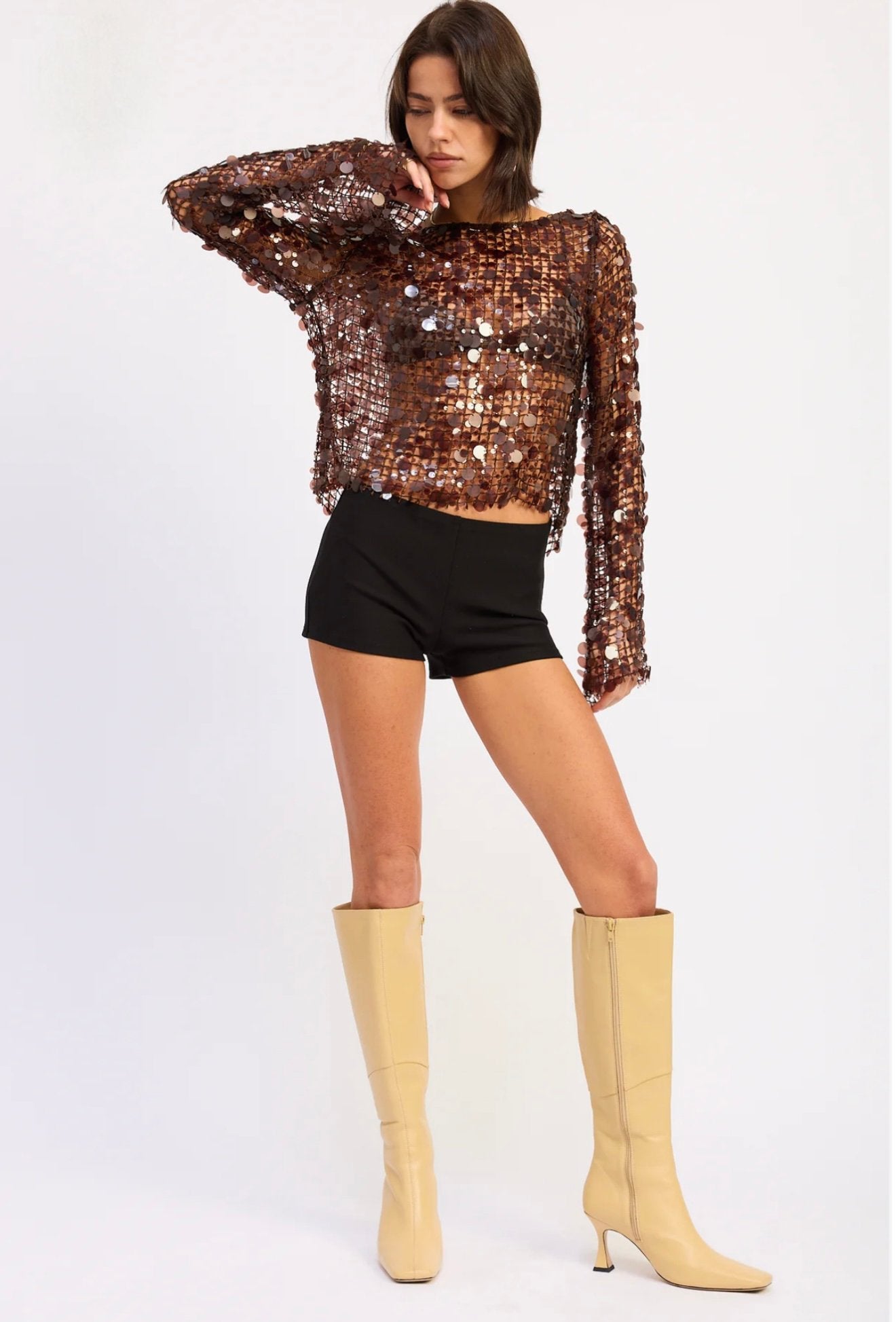 ZARA - Sequin Mesh Top